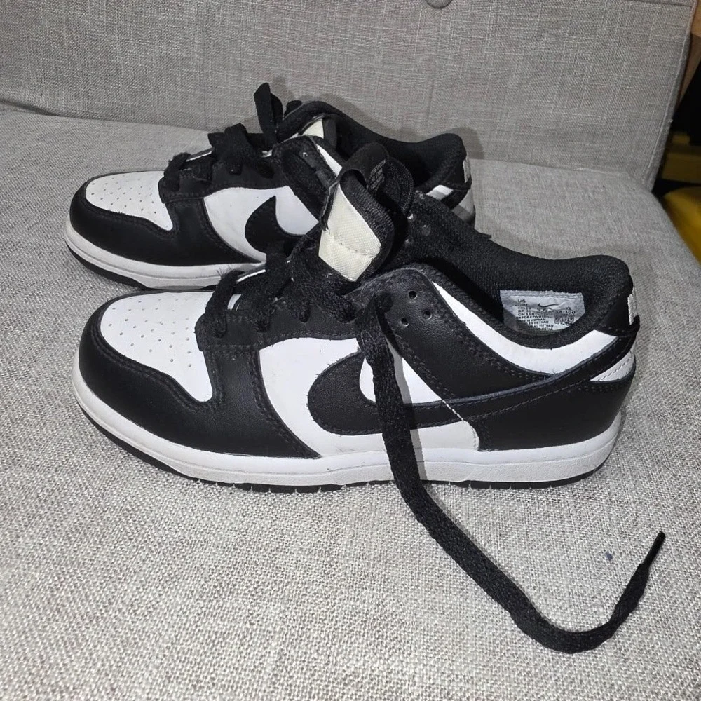 Nike Dunk Low Panda White Black Kids Sneakers CW1588-100 Size 13C